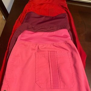 Tori purple label yoga scrub pants size L pink, wine and red